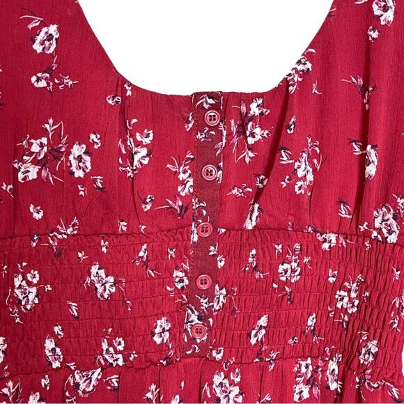 Trixxi mini dress red bohemian ruffle scoop neck lined flowy flattering size S - Picture 3 of 6